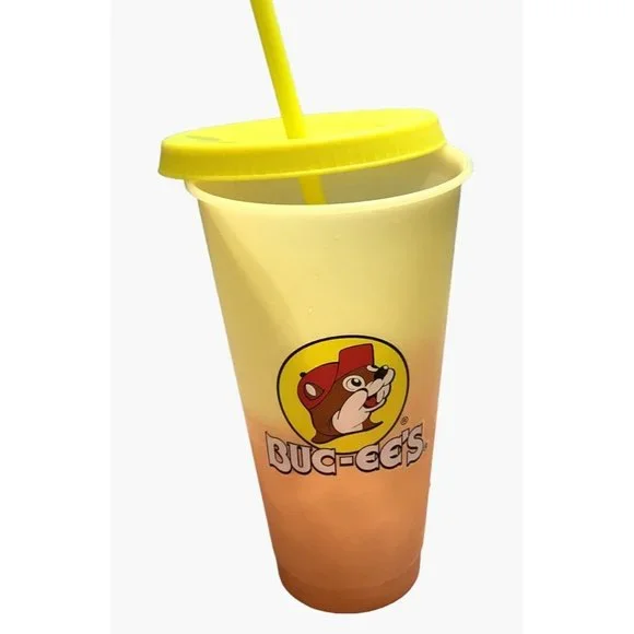3 Buc-ee's Bucee's Tumbler 25oz Color Changing Cup Lid Straw Pink Green Yellow - Picture 6 of 12